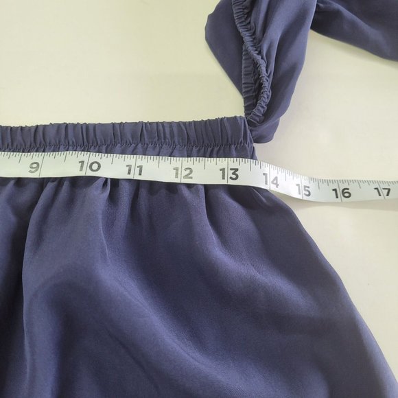 Lilly Pulitzer Dress Women S Sanilla Off The Shoulder Silk Navy Bell Sleeve Mini - Picture 9 of 14